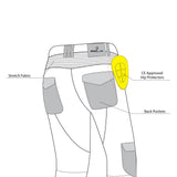 infographic sketch bela benton camouflage cargo textil pant back side view