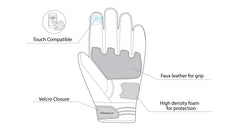 infographic sketch bela bomber black gloves front view