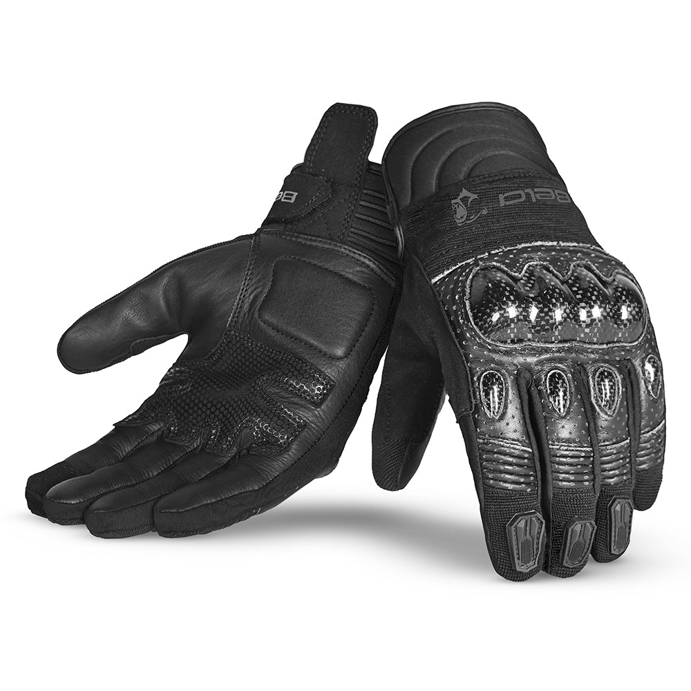 bela bomber motorbike gloves black