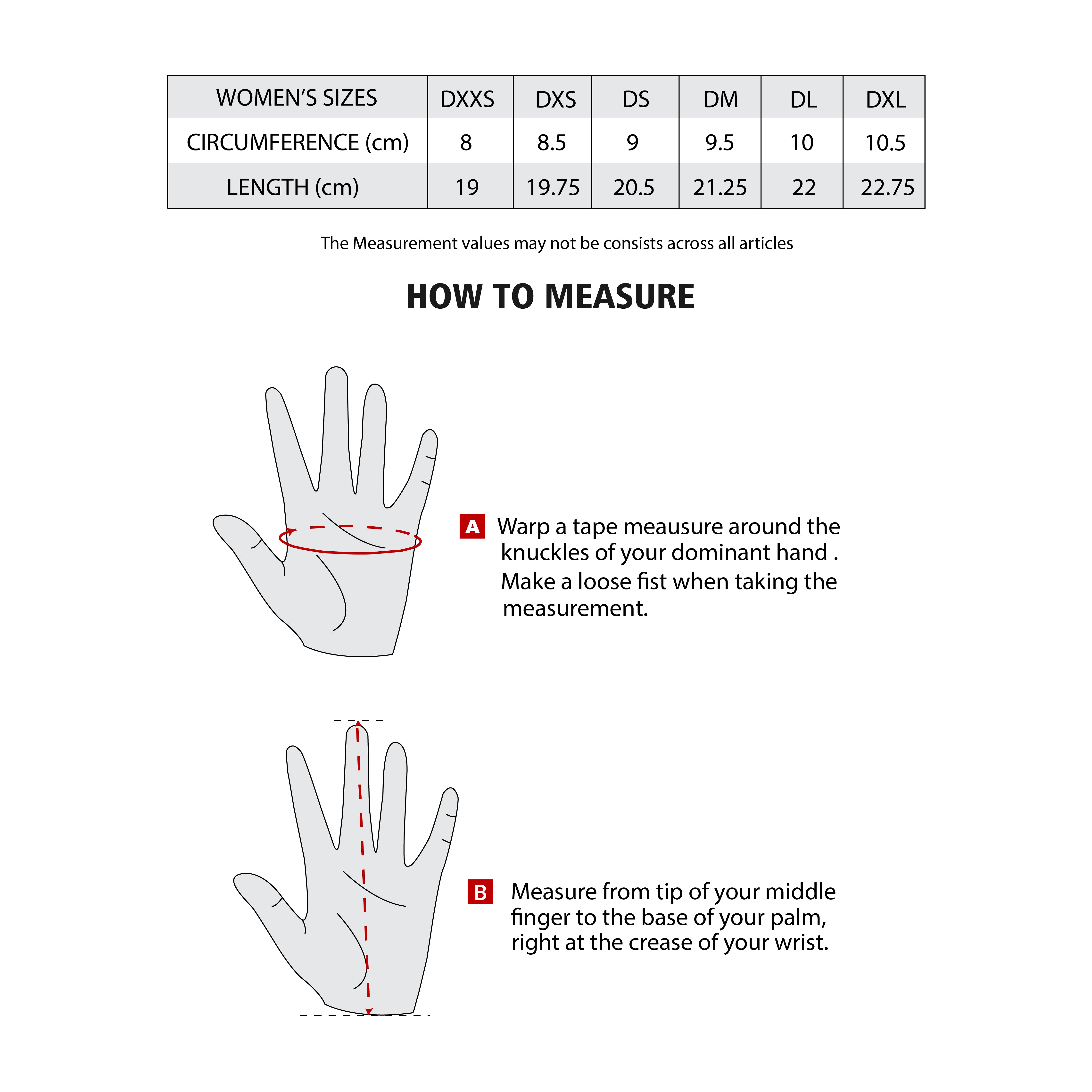 bela boom winter wr lady black and red gloves size chart