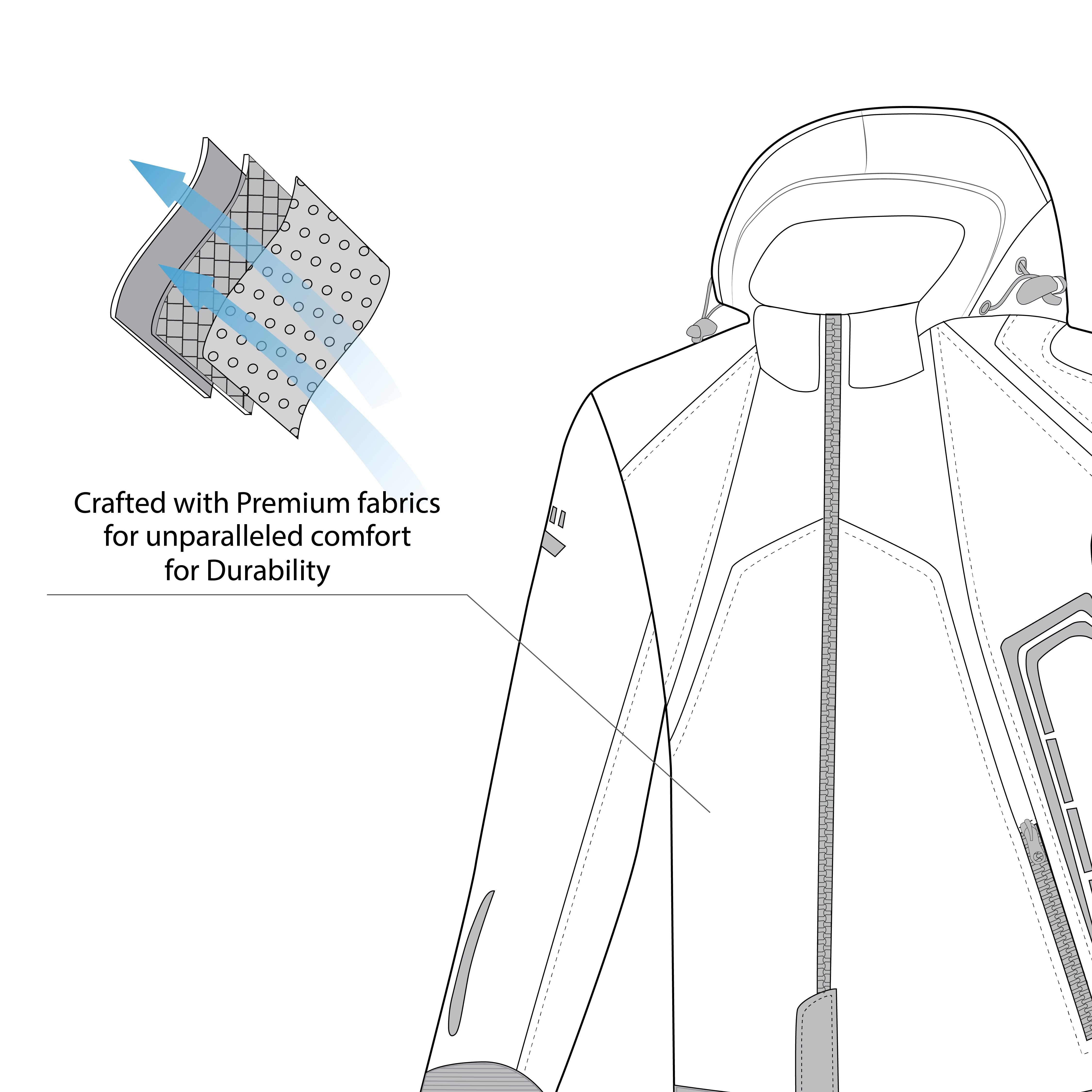 infographic sketch bela breeze softshell hoodie black and blue front bottom side view