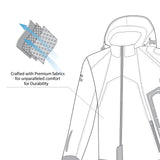 infographic sketch bela breeze softshell hoodie black and yellow front bottom view