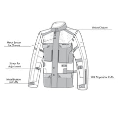 infographic sketch bela crossroad extreme wr the winter jacket ice-black and yellow-flouro front side view