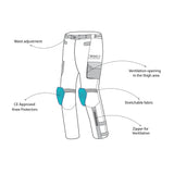 infographic sketch bela crossroad extreme wp textile pant black, ice and yellow front side view