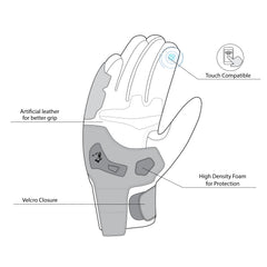 infographic sketch bela daring summer gloves black front side view