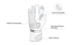 infographic sketch bela iglo black, yellow flouro and gray gloves front side view