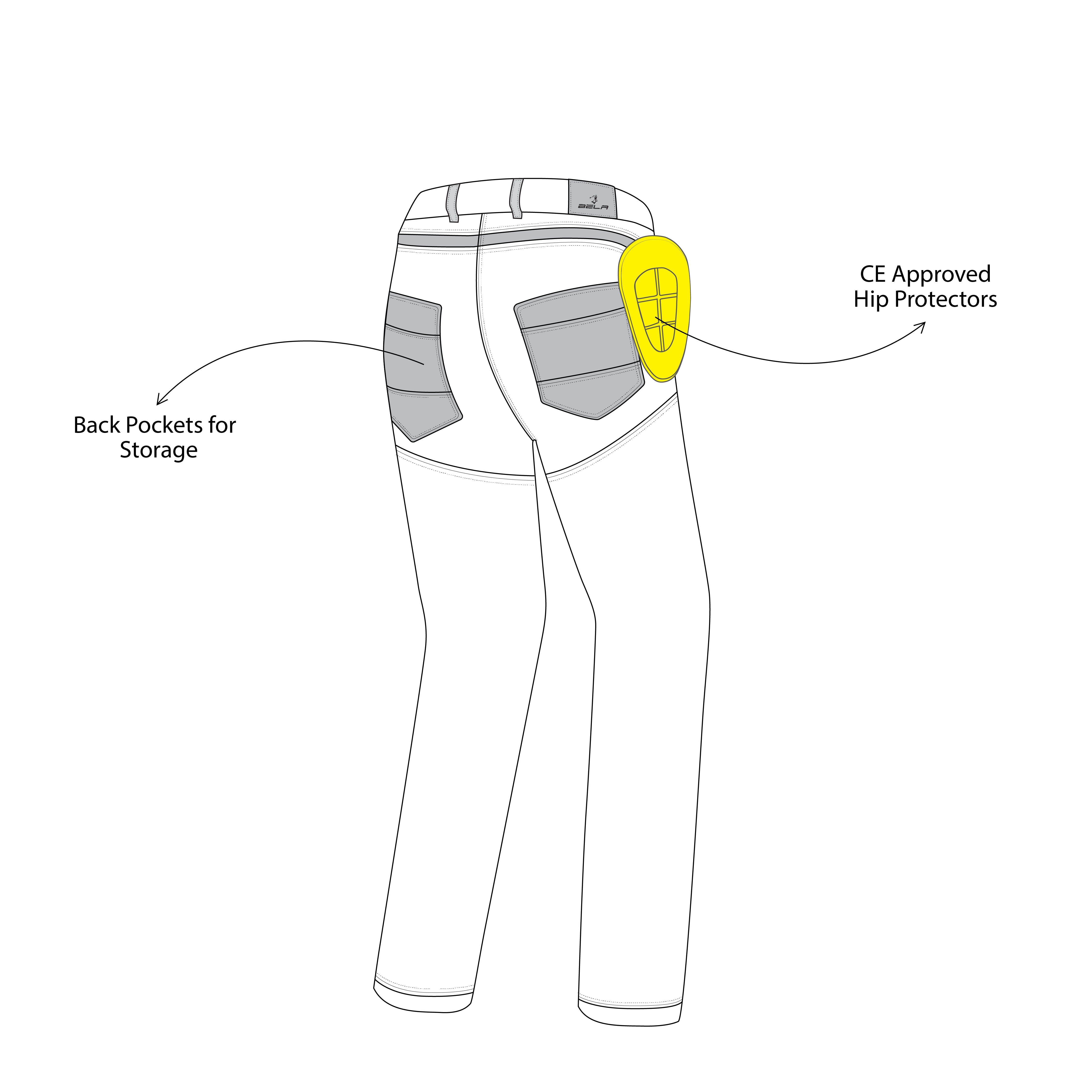 infographic sketch bela kevin denim jean dark blue back side view