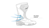 infographic sketch bela master man racing boot black and red side view