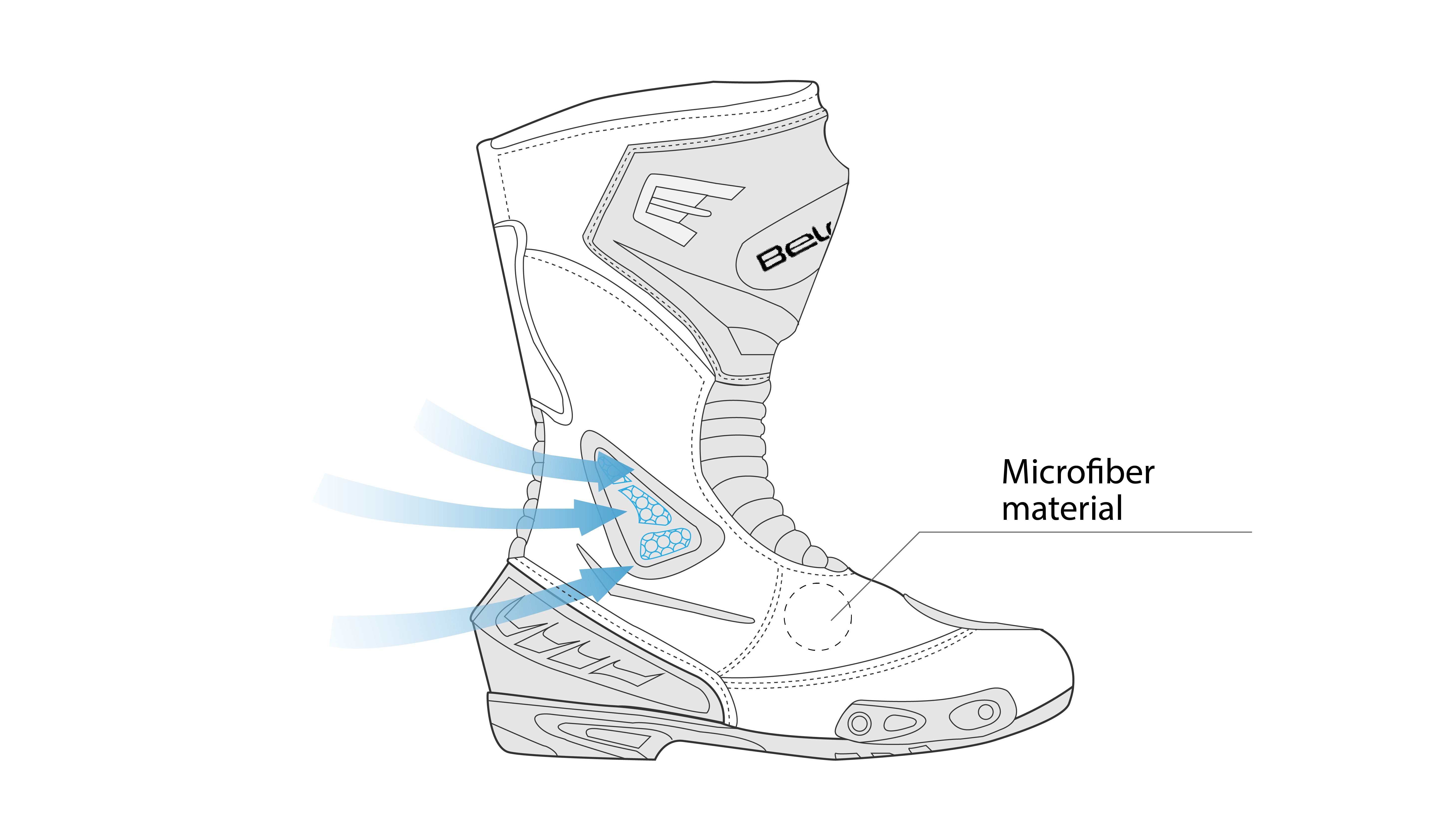 infographic sketch bela master man racing boot black and gray side view