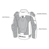 infographic sketch bela mesh pro lady textile jacket black back side view