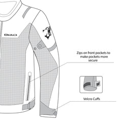infographic sketch bela mesh pro lady textile jacket ice front left side view