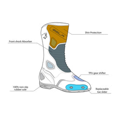 infographic sketch bela micro strip racing boots black and gray front side view
