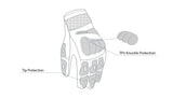 infographic sketch bela rocket short racing gloves black, white and blue back side view