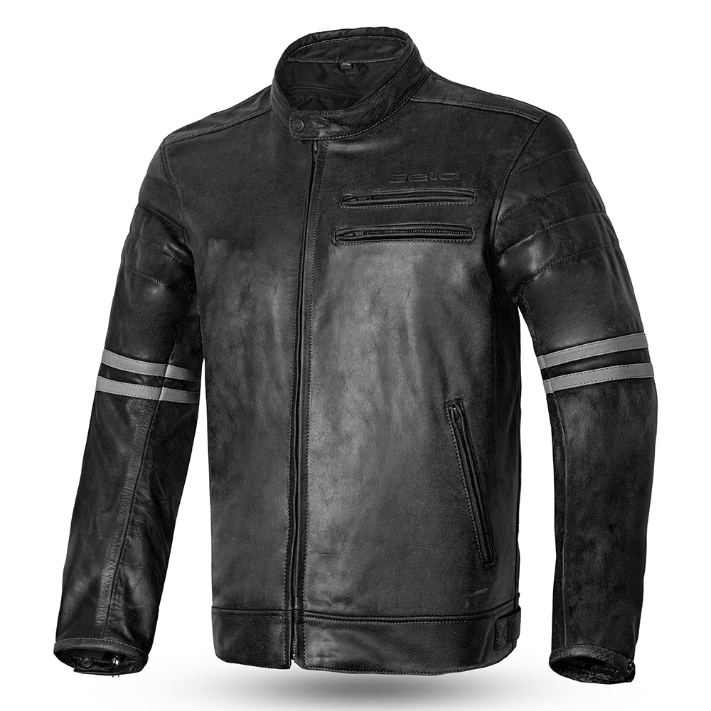 bela royal rider jacket black color riding jacket front side view