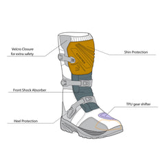 infographic sketch bela senior motorcycle touring brown boot side view