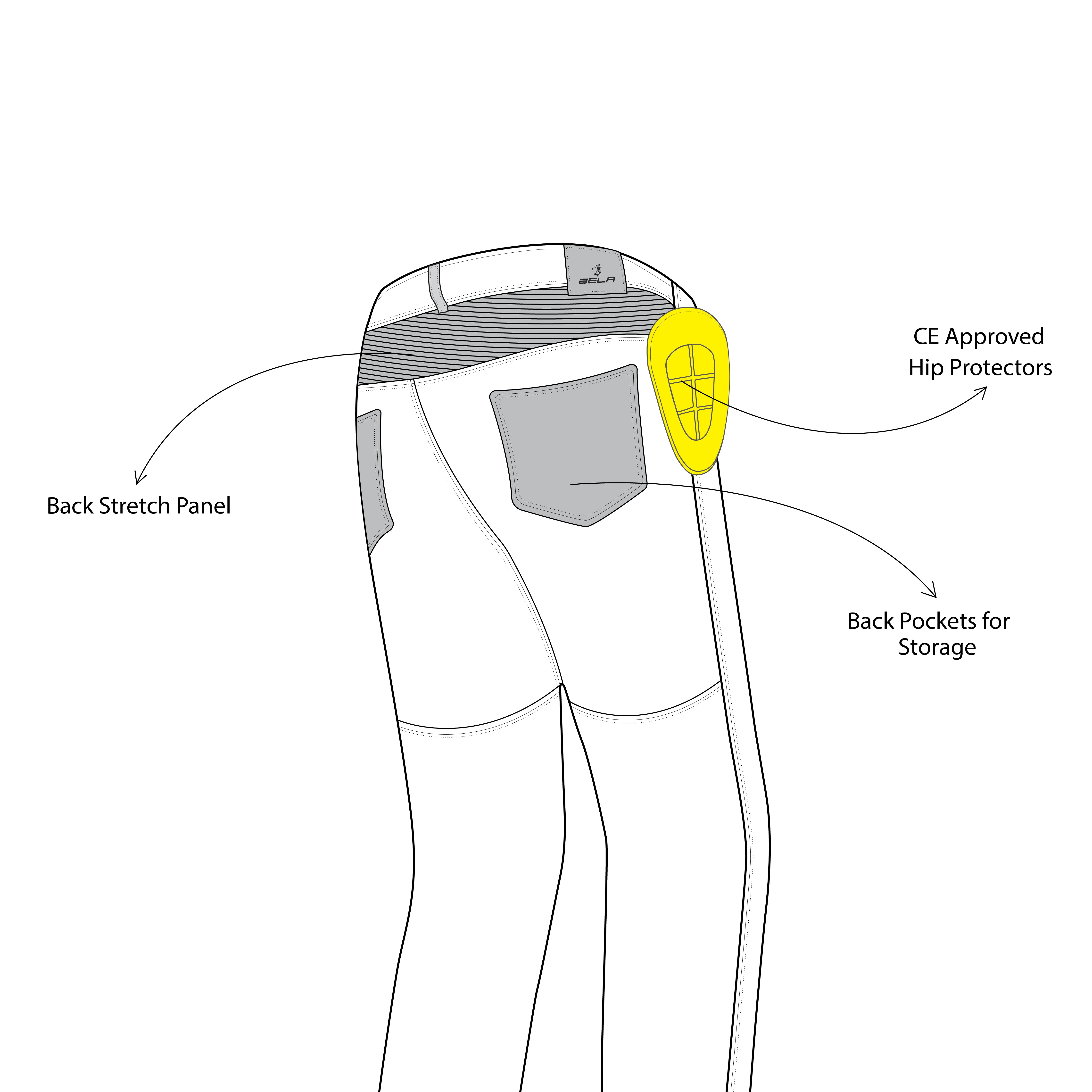 infographic sketch bela street lady denim jeans black back side view