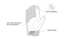 infographic sketch bela tracker black, red and gray gloves front side view