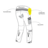 infographic sketch bela transformer textile pant black, red and ice back side view