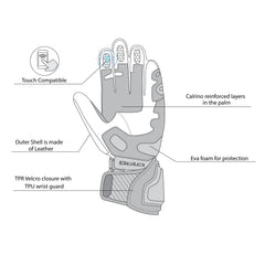 infographic sketch bela venom rs racing lady black and gray gloves front side view