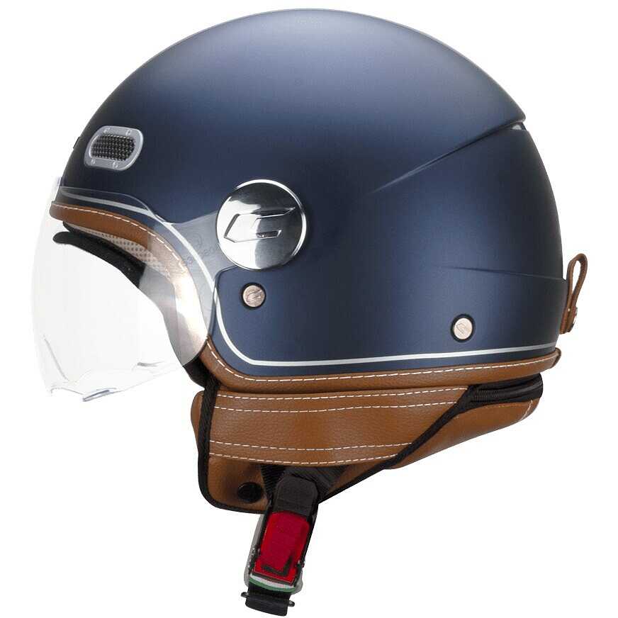 CGM 191V Pix Vintage Jet Motorcycle Helmet – Satin Blue/Silver Shaped