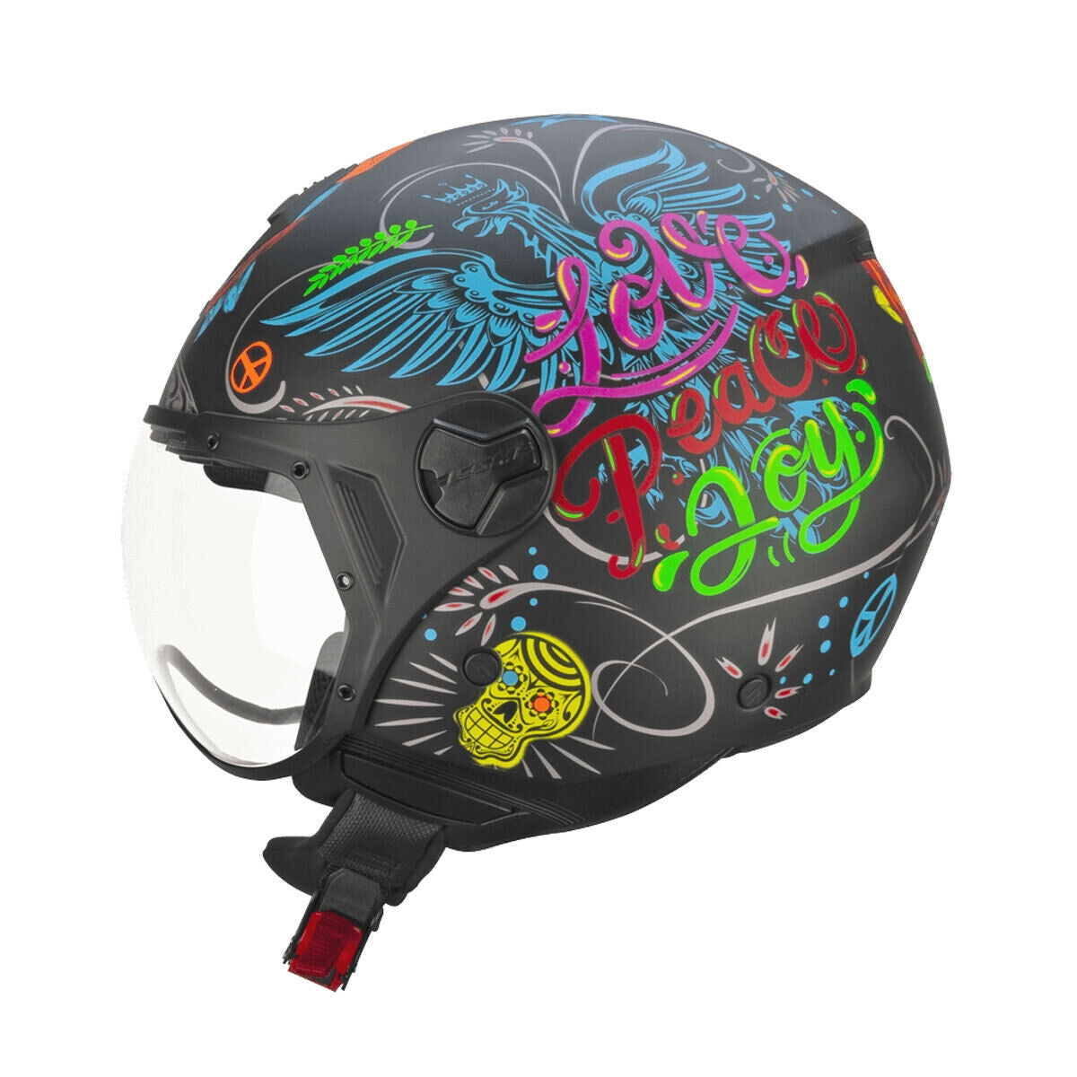 cgm 167s flo joy jet motorcycle helmet black blue green matt shaped