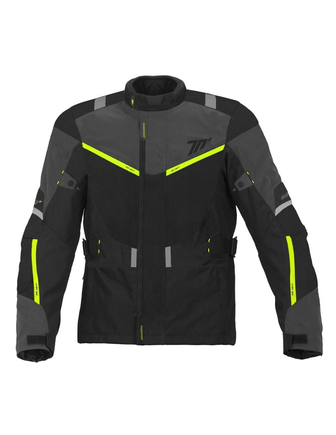 SEVENTY SD-JT83 MEN'S MOTORCYCLE TOURING JACKET BLACK YELLOW FLUORO