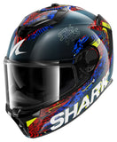 SHARK SPARTAN GT PRO CARBON SPEED-VIB MOTORCYCLE HELMET CARBON BLUE RED