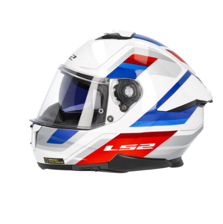 LS2 FF808 STREAM II VINTAGE MOTORCYCLE FULL FACE HELMET WHITE BLUE RED