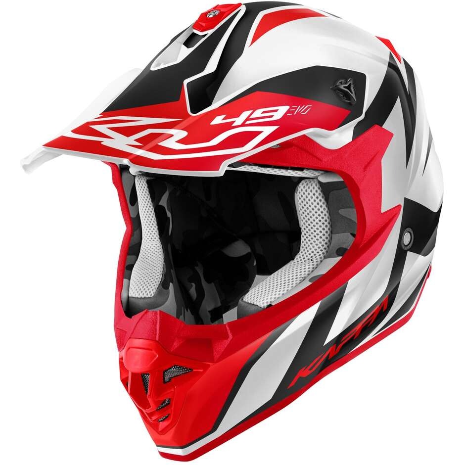 Kappa KV 49 Great motocross de Casco blanco rojo negro