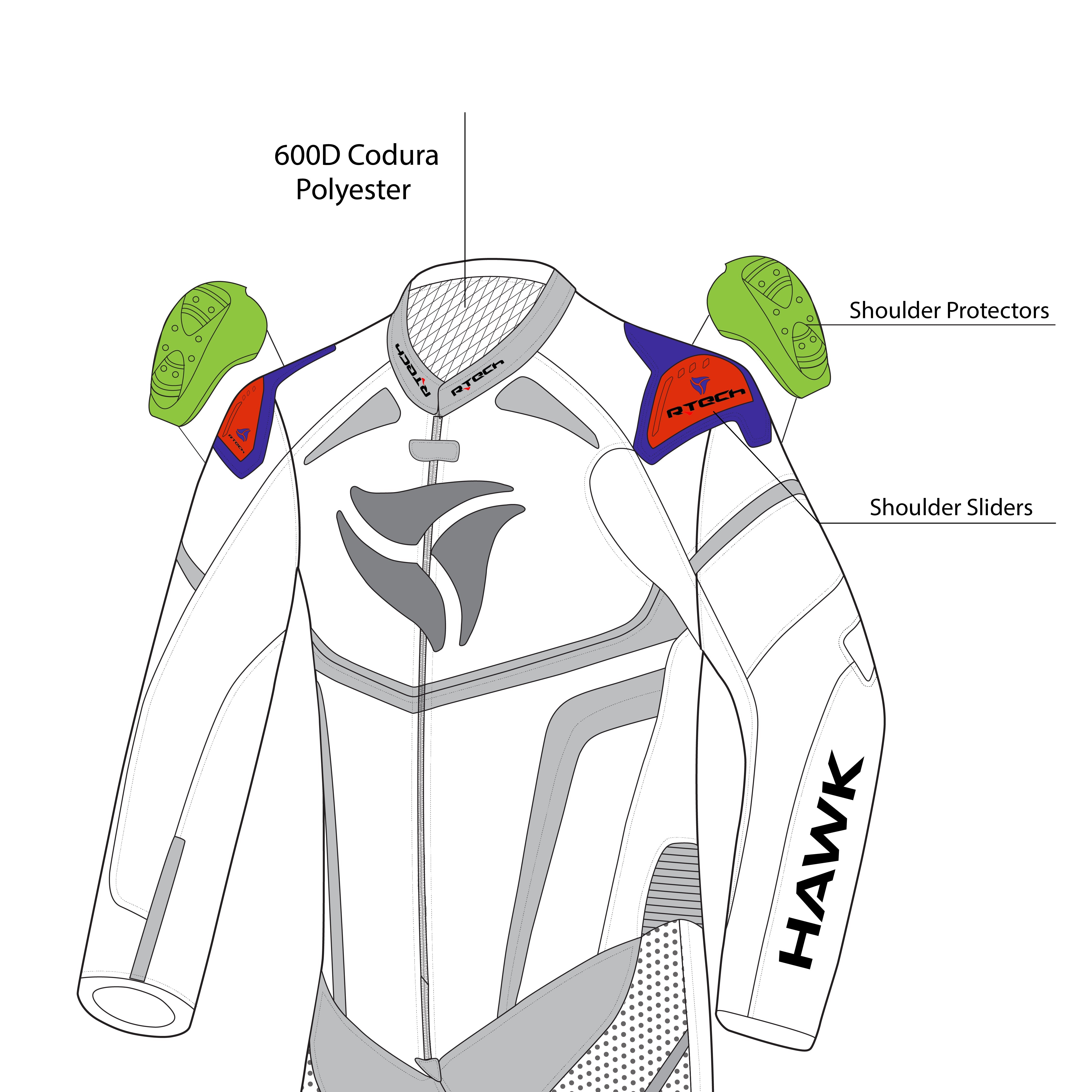 R Tech Hawk 1PC Motorcycle Racing Suit Black images