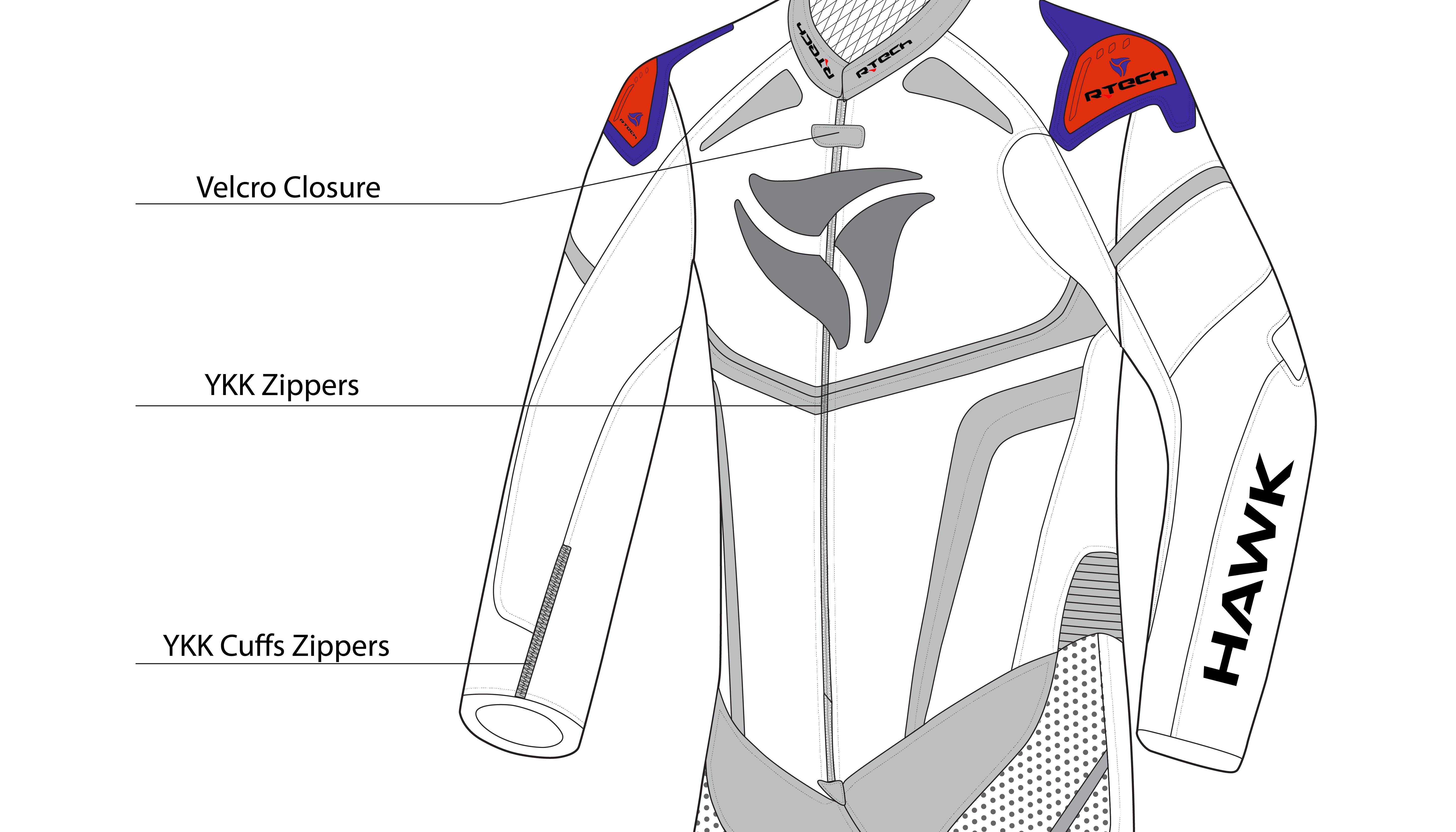 R Tech Hawk 1PC Motorcycle Racing Suit Black White Yellow