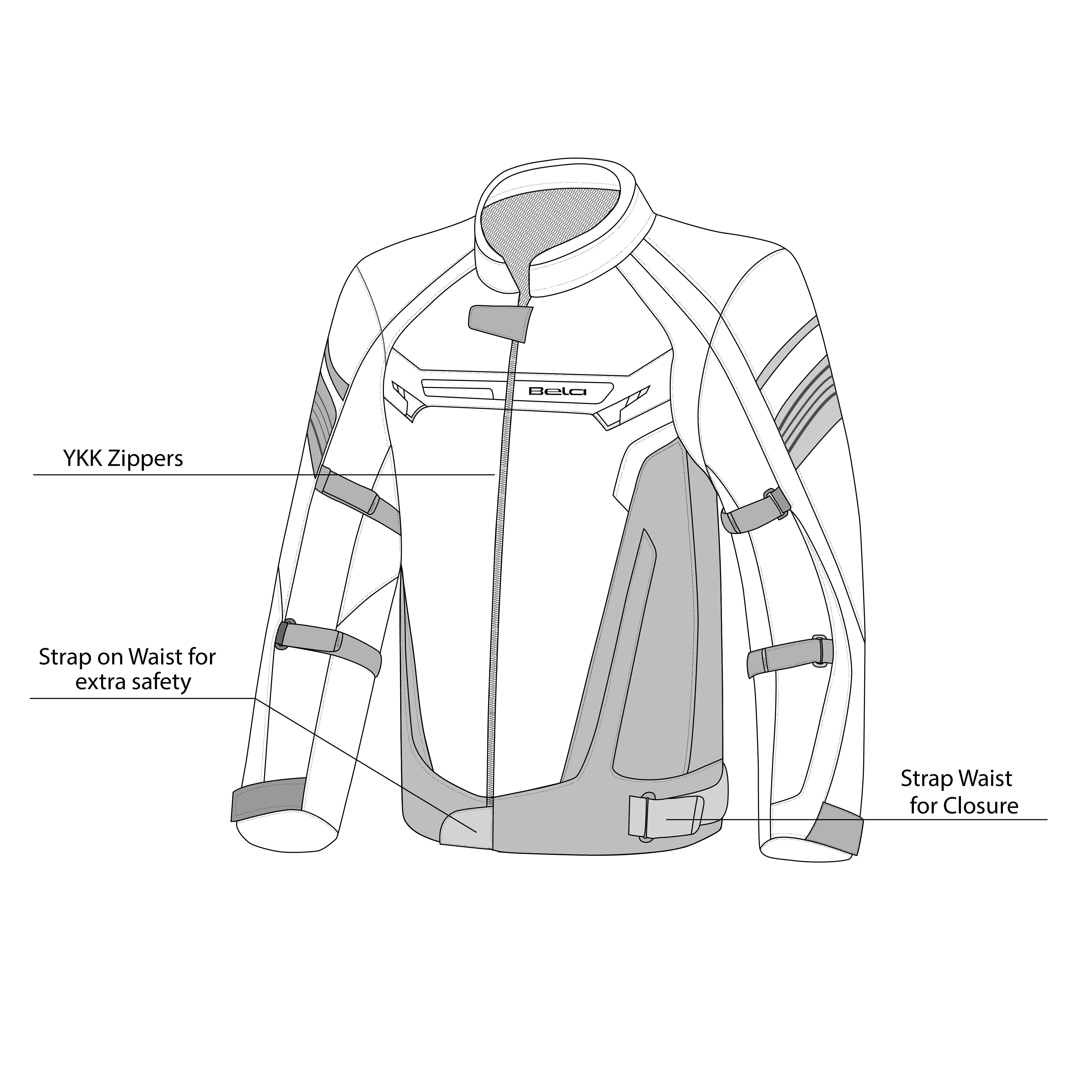Bela Highland Man Textile Motorcycle Jacket Black/White/Red