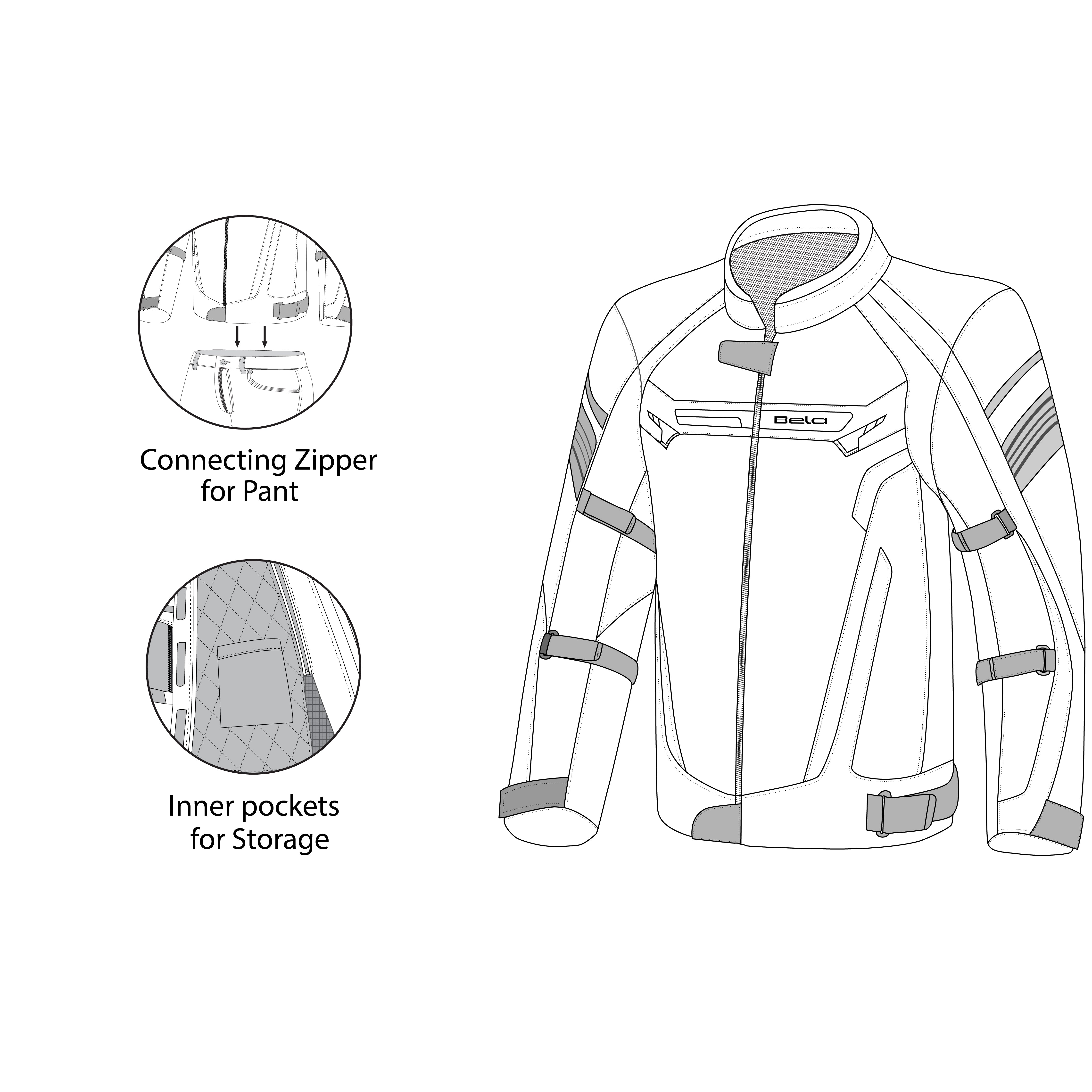 Bela Highland Man Textile Motorcycle Jacket Black/White/Red