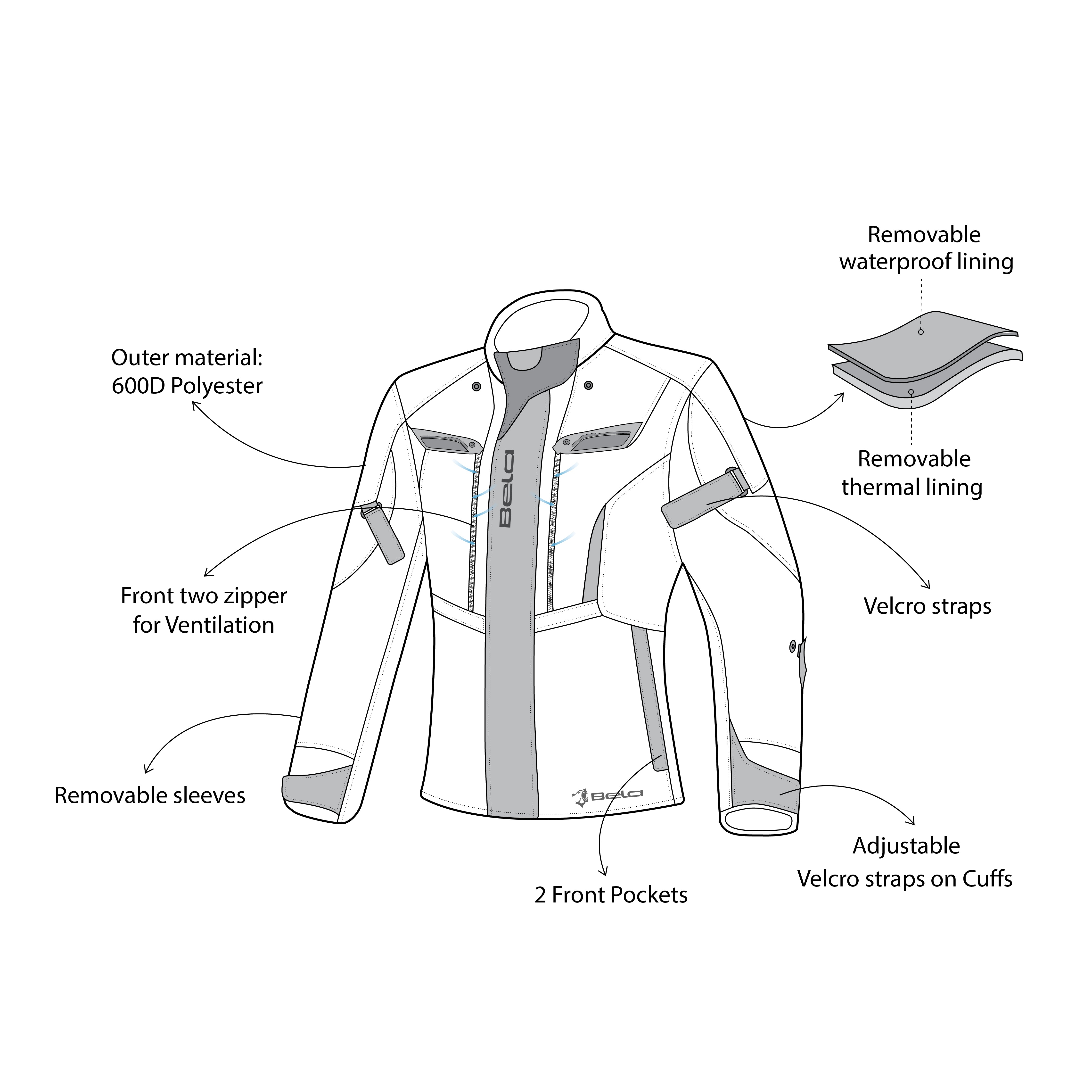 BELA Hurricane Lady 3in1 Motorcycle Jacket Black