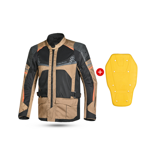 BELA Onsaker Motorcycle Textile Jacket - Sand Black Orange