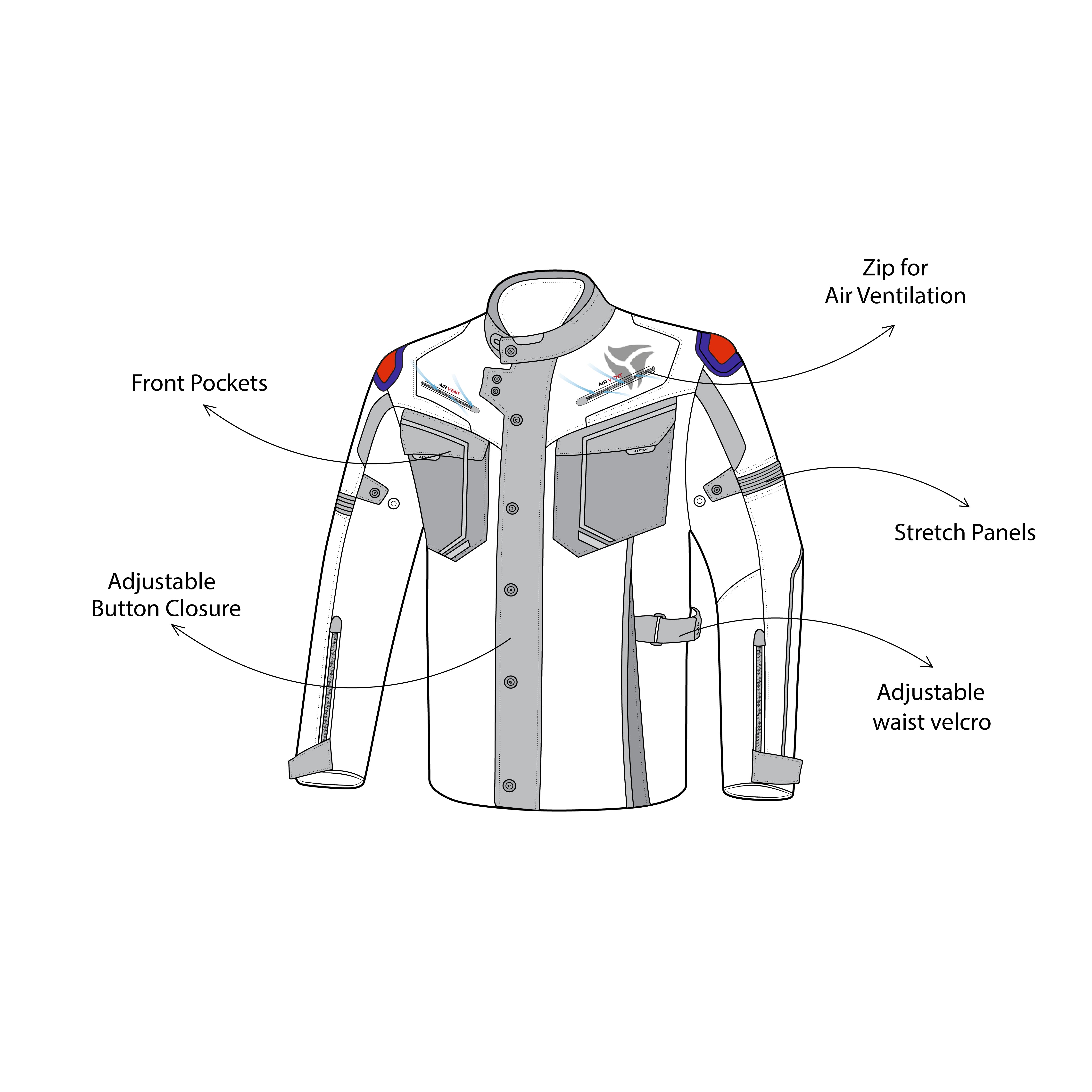 R-Tech Knight Rider Short Motorcycle Racing Jacket Black Dark Grey