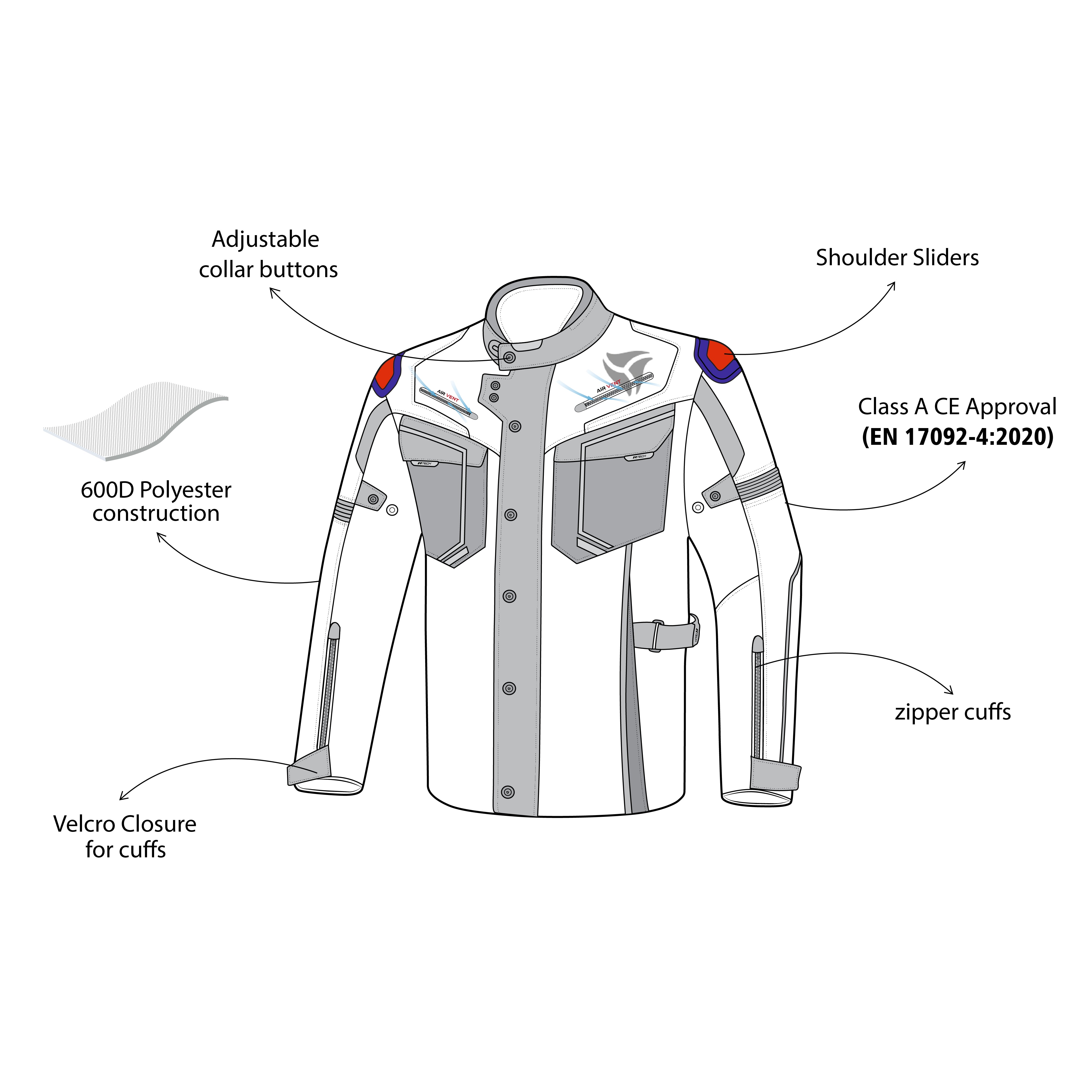 R-Tech Knight Rider Short Motorcycle Racing Jacket Black Dark Grey