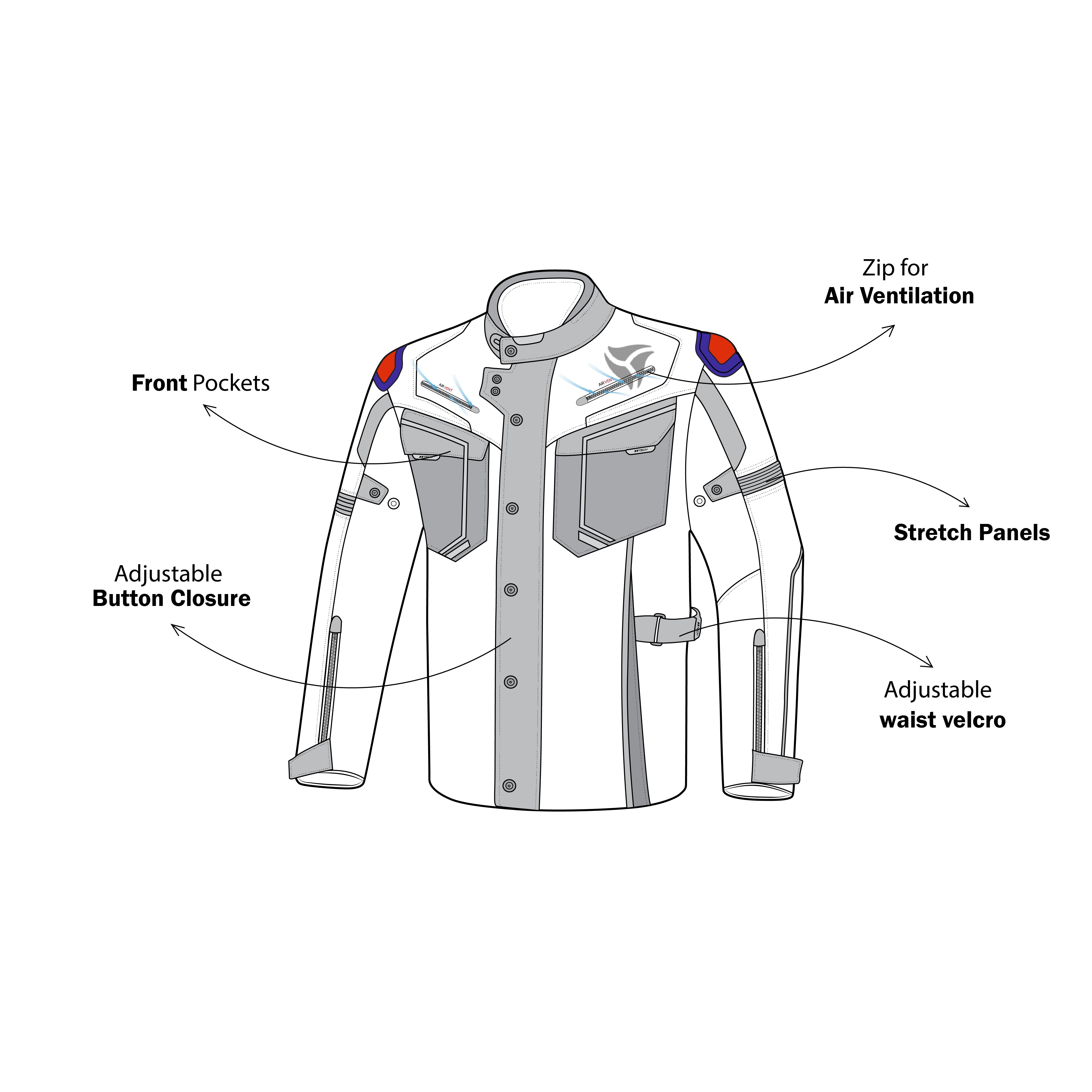 R-TECH KNIGHT RIDER 3IN1 Motorcycle Jacket (Long) Black/Anthracite/Yellow