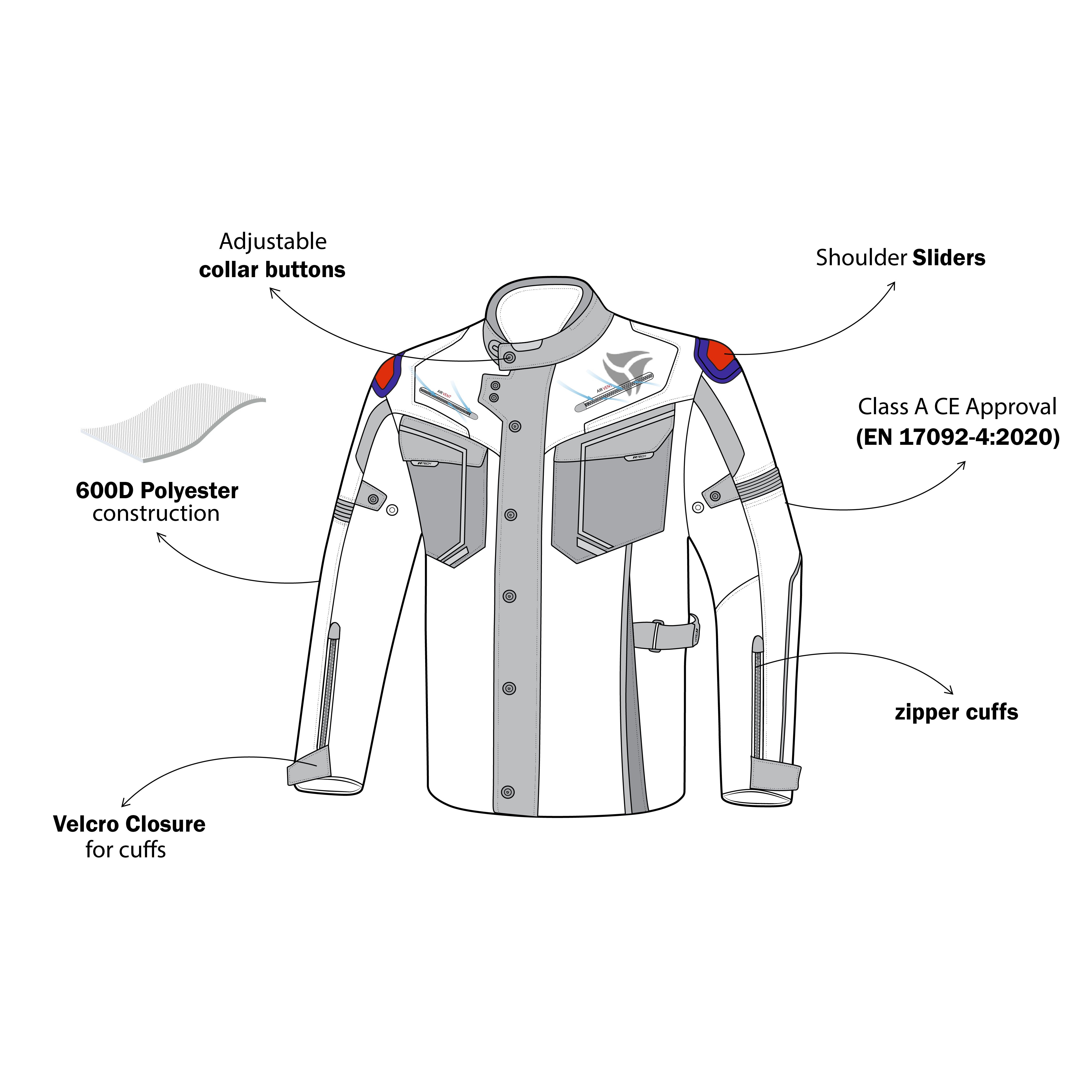 R-TECH KNIGHT RIDER 3IN1 Motorcycle Jacket (Long) Black/Anthracite/Yellow