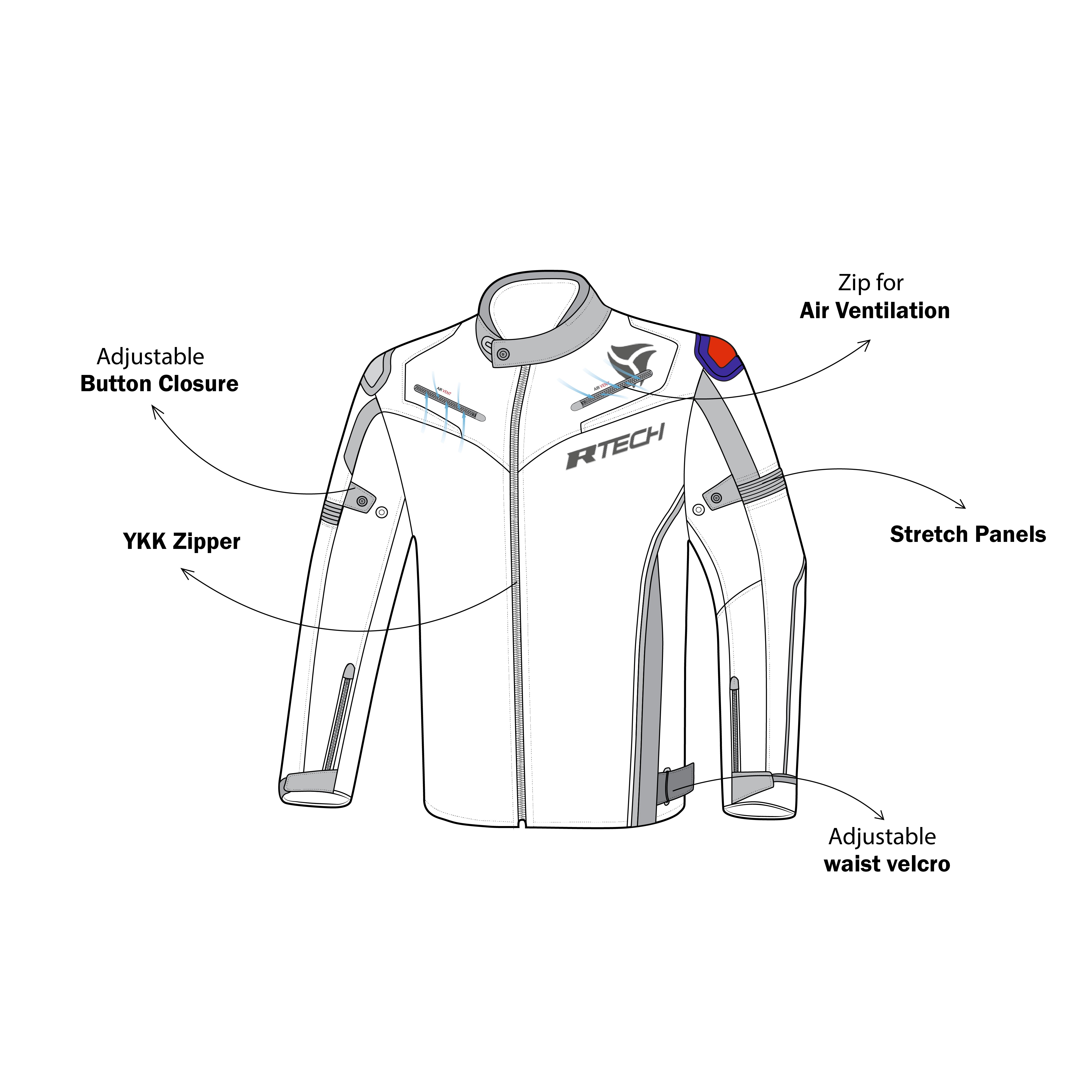 R-Tech Knight Rider Short Motorcycle Racing Jacket Black Dark Grey