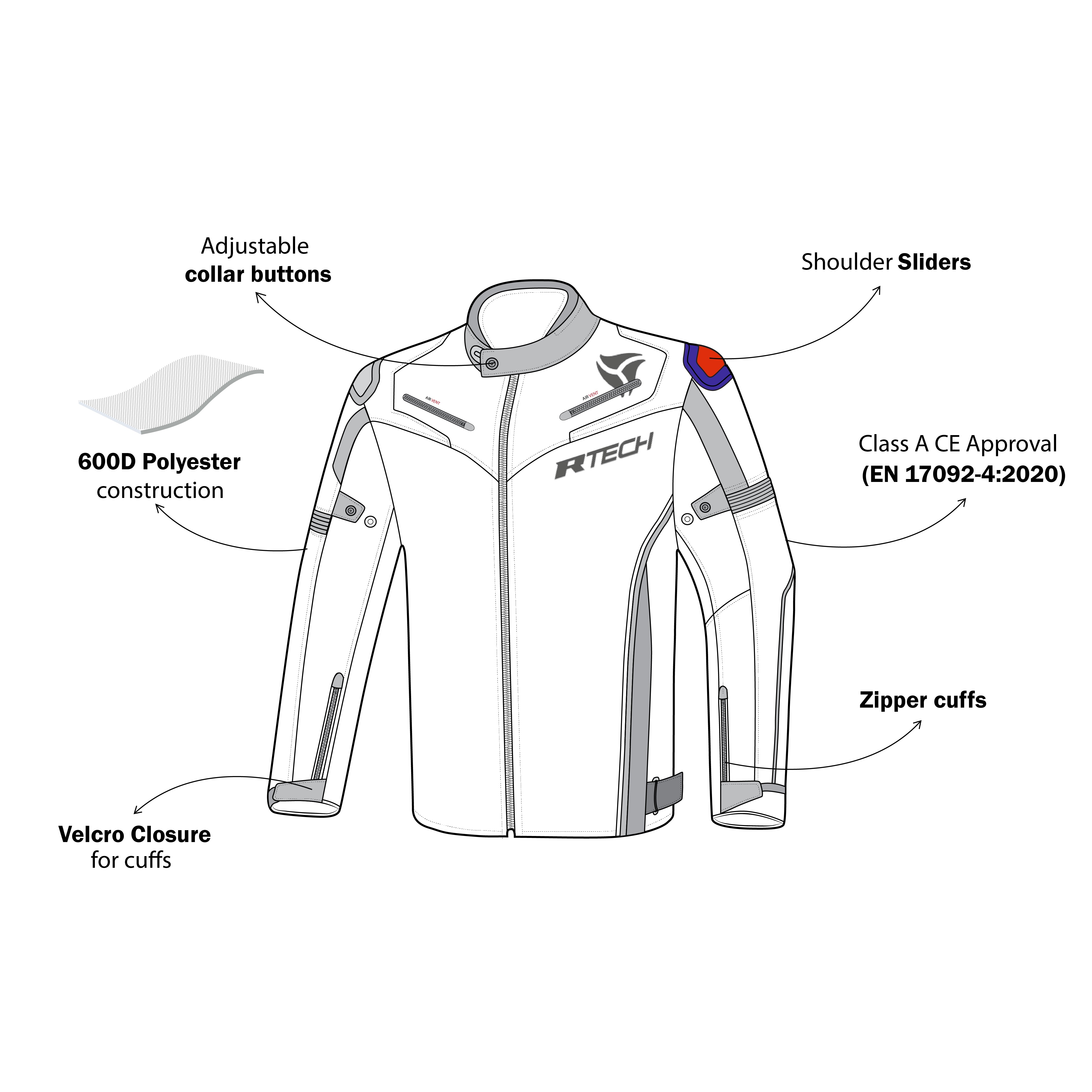 R-Tech Knight Rider Short Motorcycle Racing Jacket Black Dark Grey