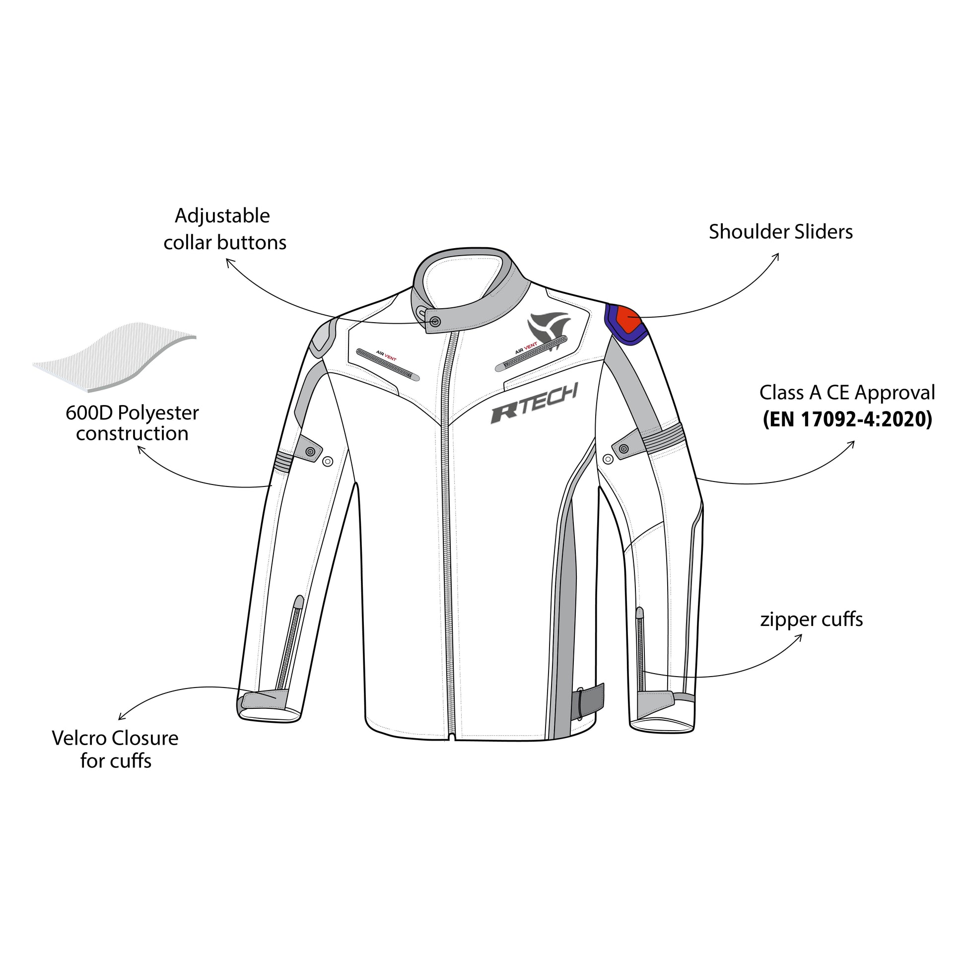 R-Tech Knight Rider Short - Motorcycle Racing Jacket - Black Dark Grey Red 