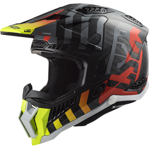 Ls2 Mx703 C X-Force Barrier Motocross Helmet H-V Yellow Red-06 