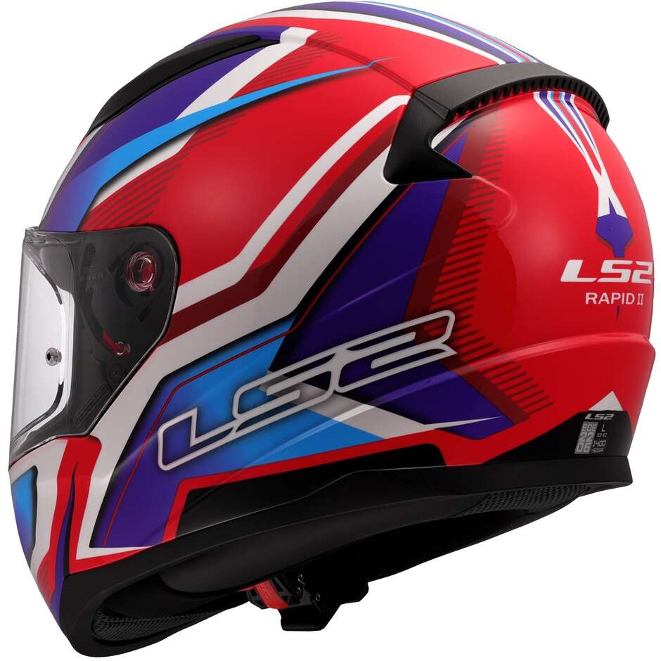 LS2 FF353  RAPID II FLITZ  FULL FACE MOTORCYCLE HELMET WHITE BLUE RED