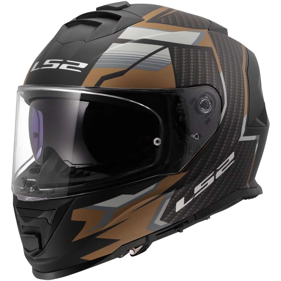 LS2 FF800 Storm II Full Face Motorcycle Helmet Tracker Black Gold Maximomoto.uk!