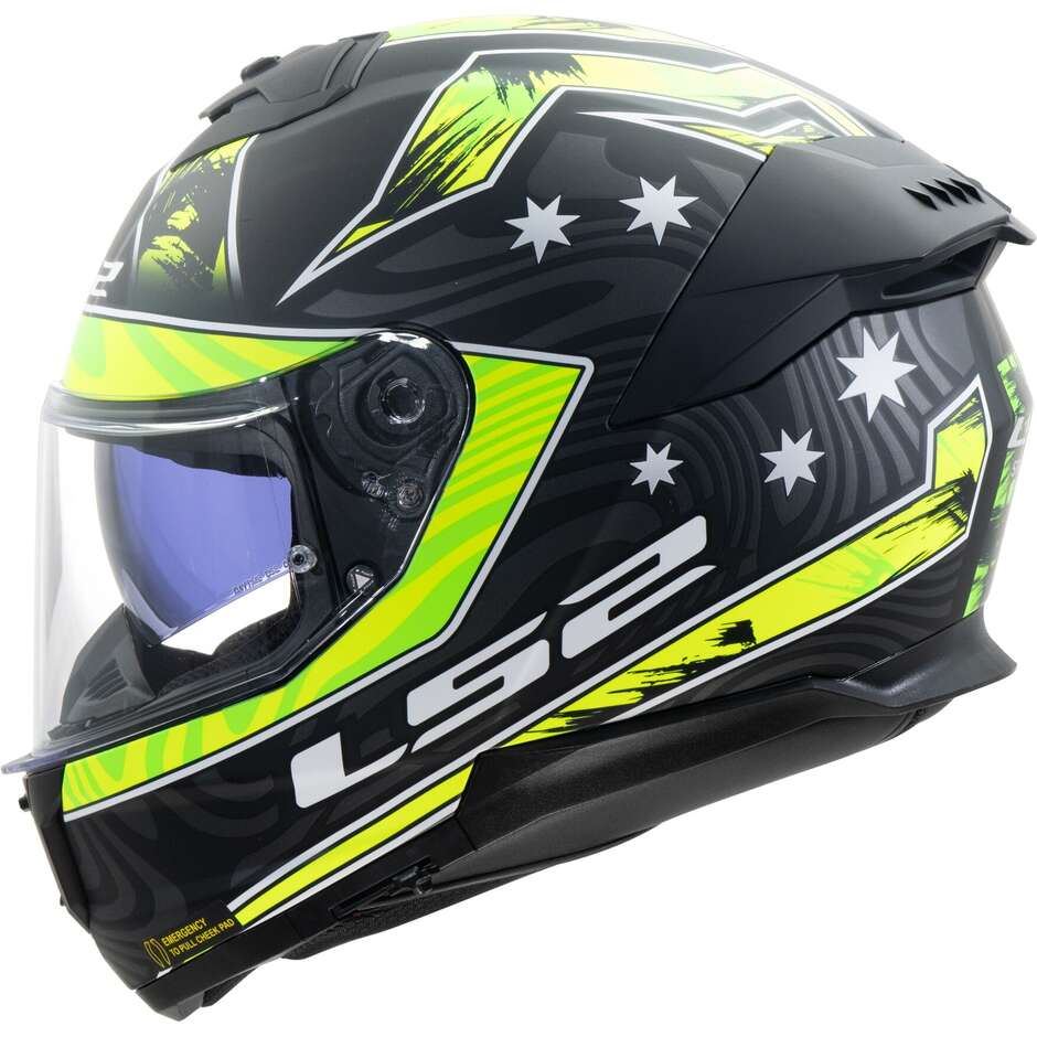 LS2 FF808 Stream II Full Face Motorcycle Helmet Galdam Black  H-V Yellow maximomoto.uk!