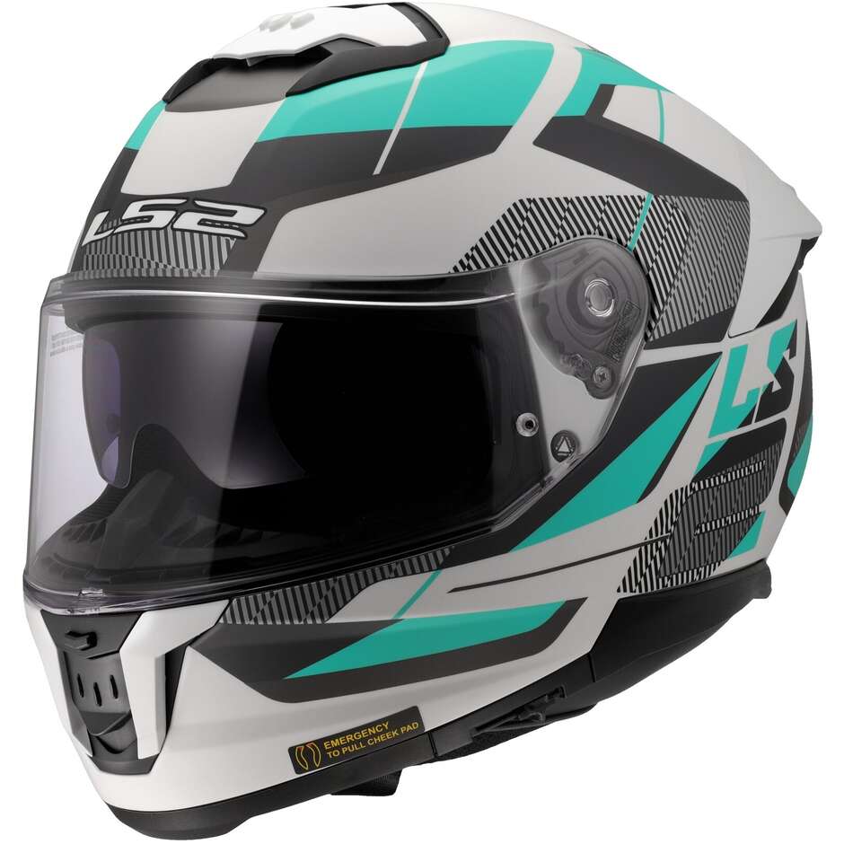 LS2 FF808 STREAM II CYAN FULL FACE MOTORCYCLE HELMET LIGHT GREY
