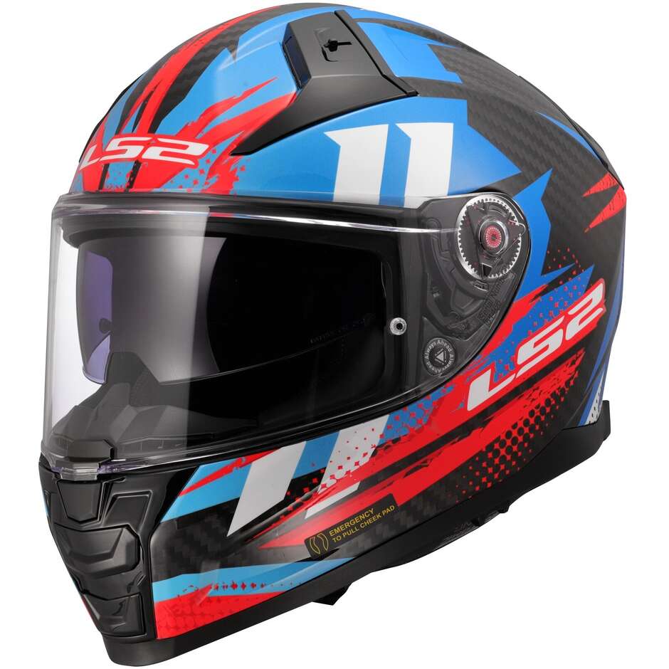 LS2 FF811 Vector II C Motorcycle Full Face Touring Helmet Tantic Red Blue