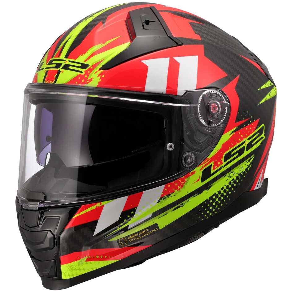 LS2 FF811 Vector II C Touring Motorcycle Helmet Tantic Red H-V Yellow Design maximomoto.uk!