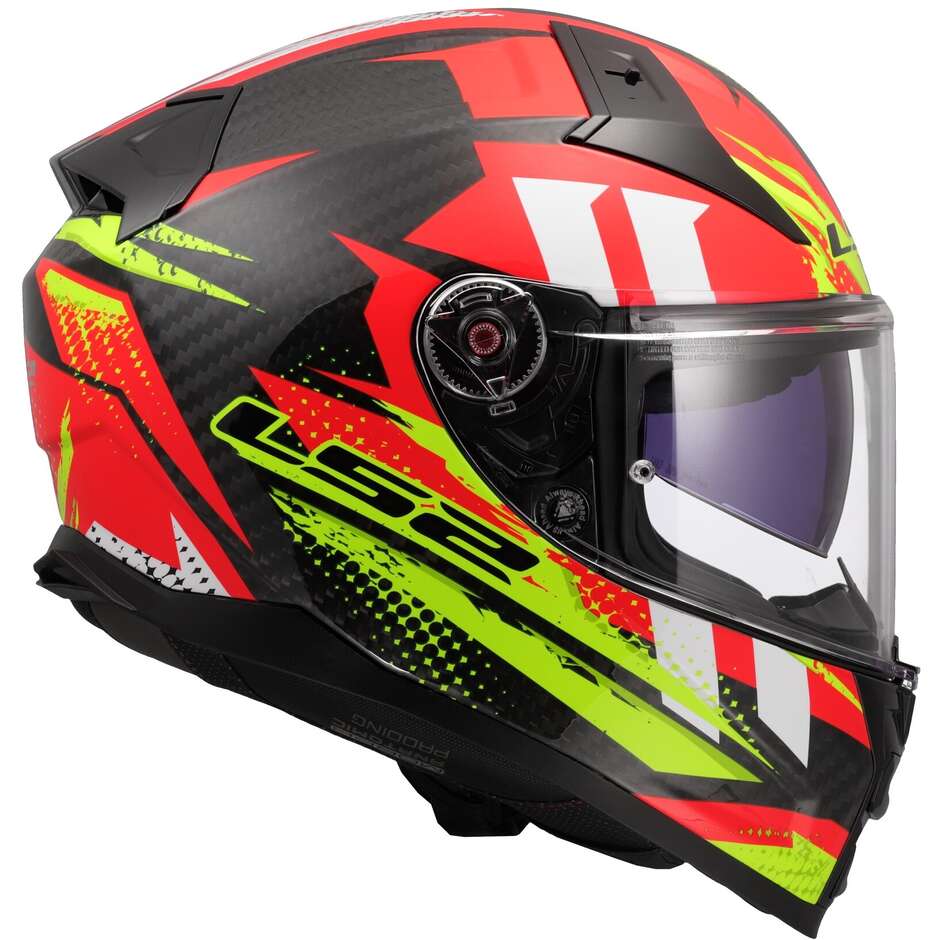 LS2 FF811 Vector II Carbon Touring Motorcycle Helmet Tantic Red H-V Yellow